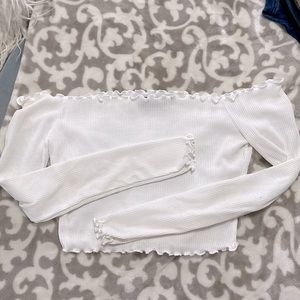 Off the shoulder cropped ruffle top